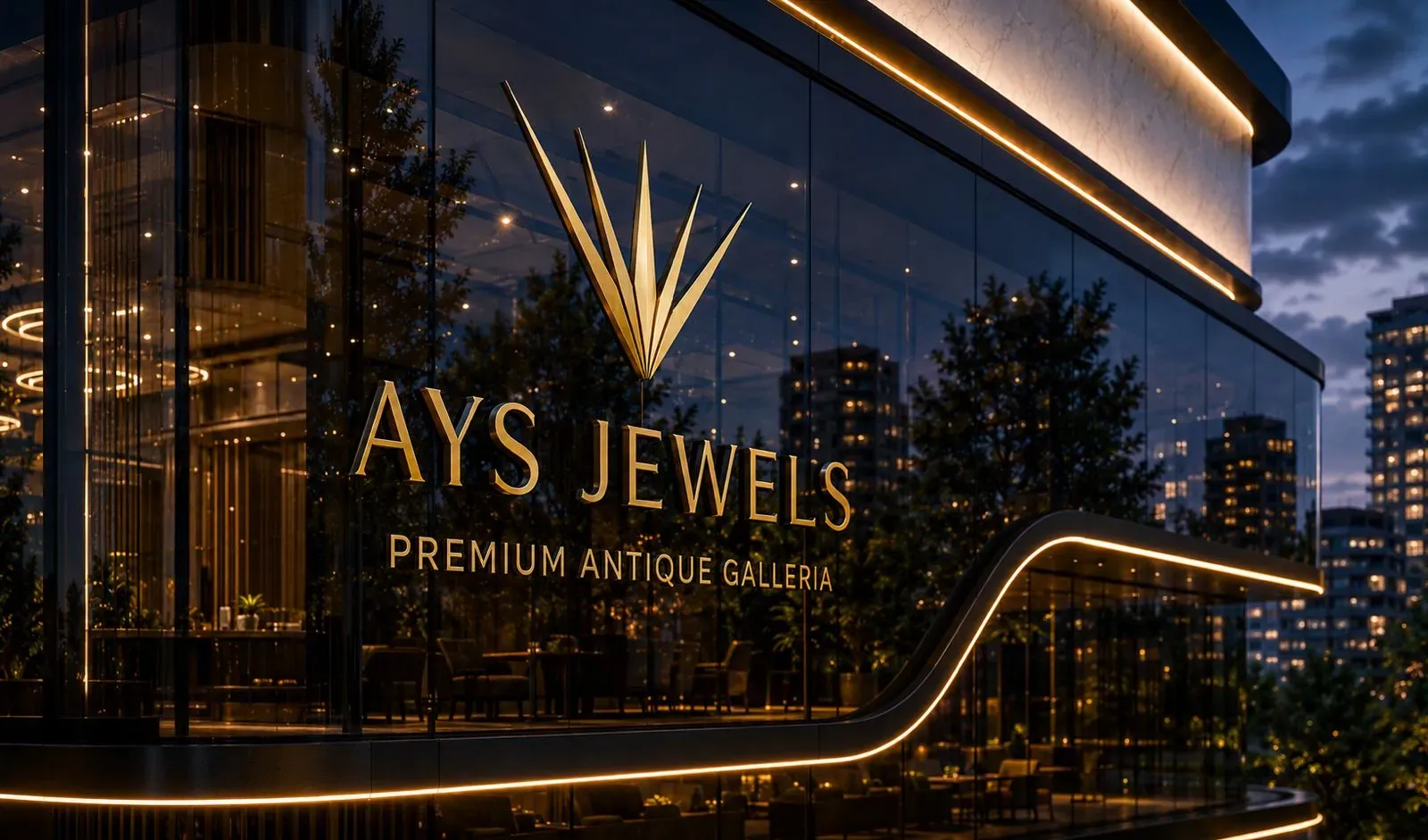 AYS Jewels flagship — luxury jewellery showroom with high-CRI vitrine lighting, Kondotty